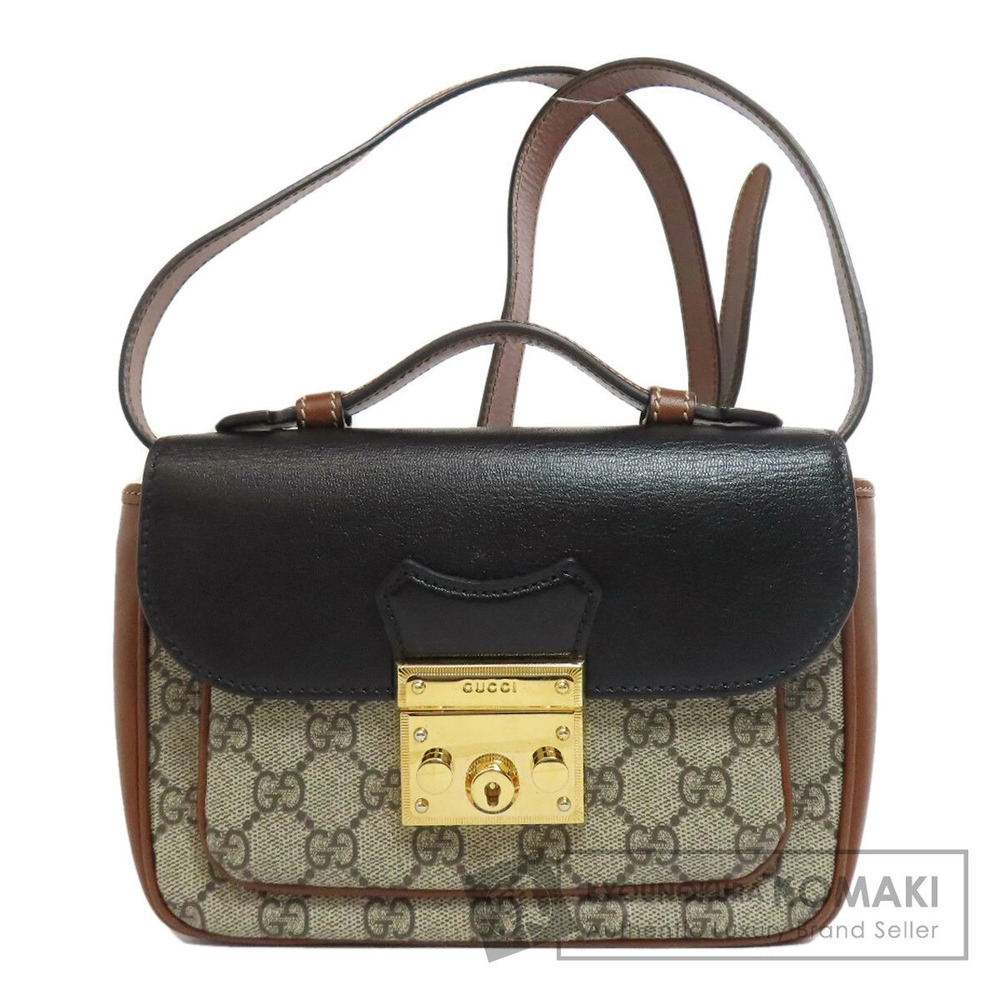 Gucci GG Supreme Messenger Bag black leather